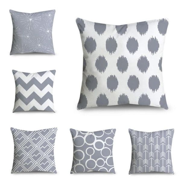 

cushion/decorative pillow 45*45cm gray striped geometric cushion cover polyester pillowcase cojines decorativos para sofa home bedroom decor