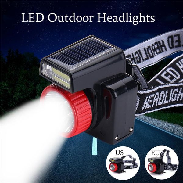 

solar power cob led headlamp fishing camping travel torch light white