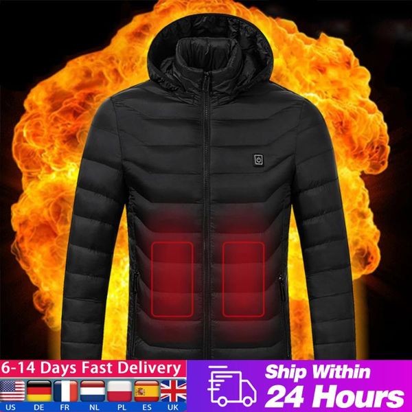 

outdoor t-shirts electric heated jackets vest usb long sleeves heating hooded coat warm winter thermal clothing, Gray;blue