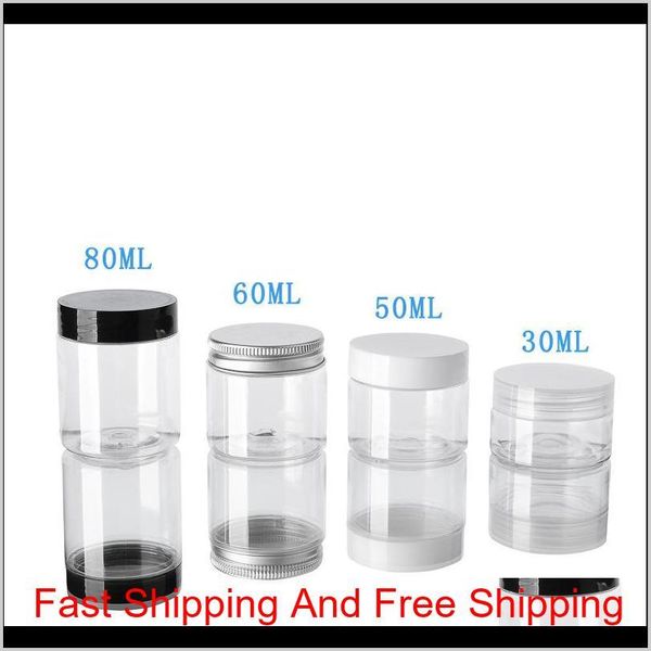 

30 40 50 60 80ml plastic jars transparent pet plastic storage cans boxes round bottle with plast qyltag sweet07