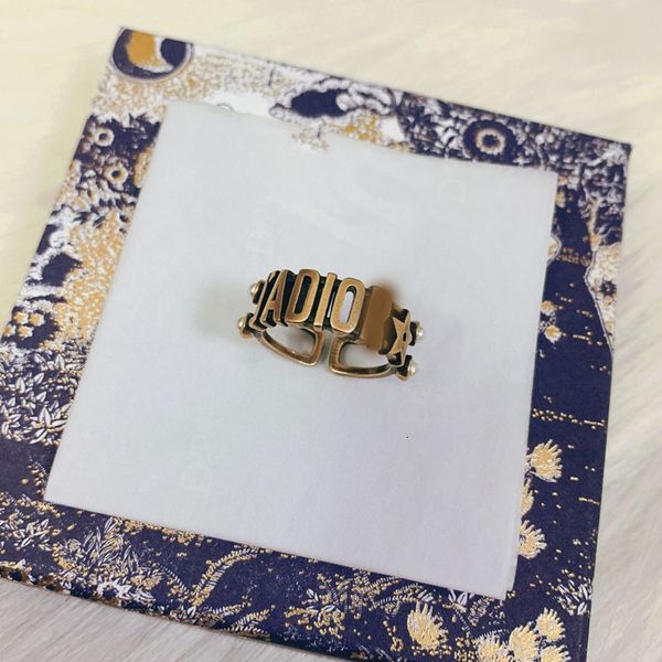 

ring d home / worn brass love inlaid diamond ja letter index finger middle net red same female, Silver