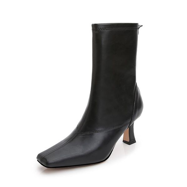 

boots short zhongtong grain with high heel ankle boot pointed women's, Black