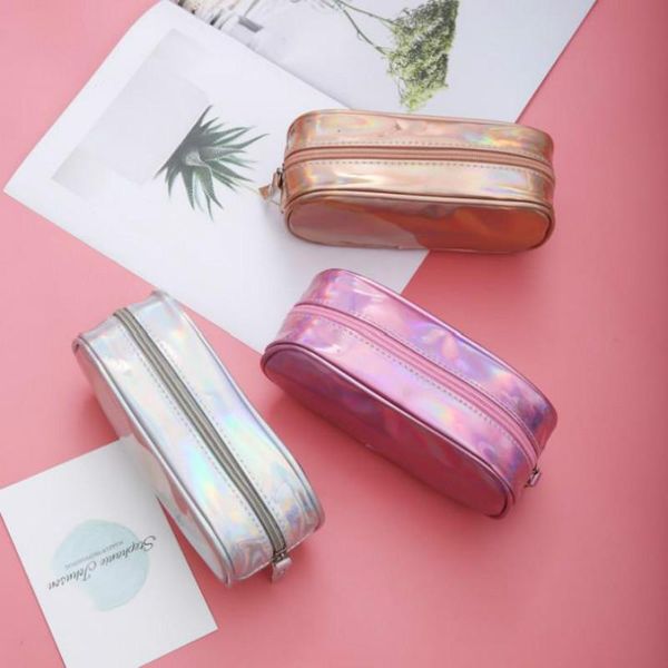 

1 pcs fashion laser pencil case quality pu school supplies stationery gift pencilcase school cute pencil box creative