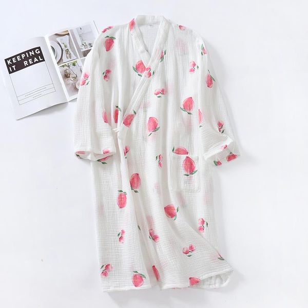 

towel bathrobe female bathrobes for women cotton yarn kimono pocket fruit