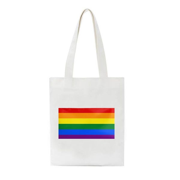

storage bags shopper pride rainbow flag printed tote bag women harajuku girl shoulder shopping lady canvas for lgbt lesbian