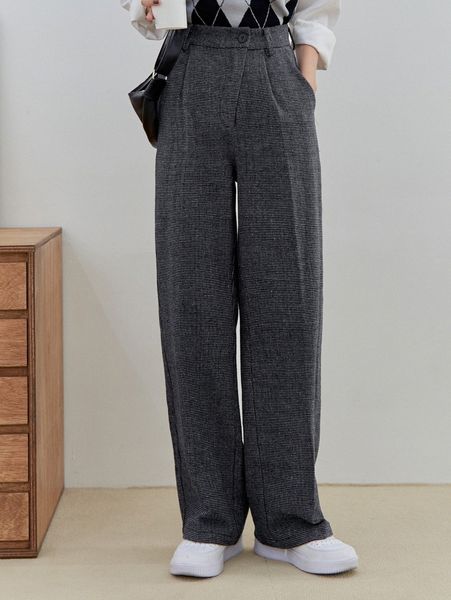 

dazy high waist wool-mix straight leg pants s7lw#, Black;white