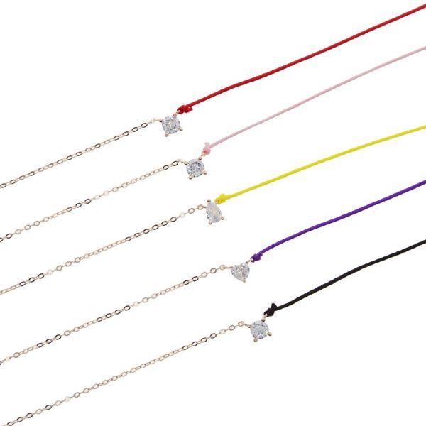 

chains fashion solitaire cz cubic zirconia delicate dainty colorful rope chain real 925 sterling silver heart single stone necklace
