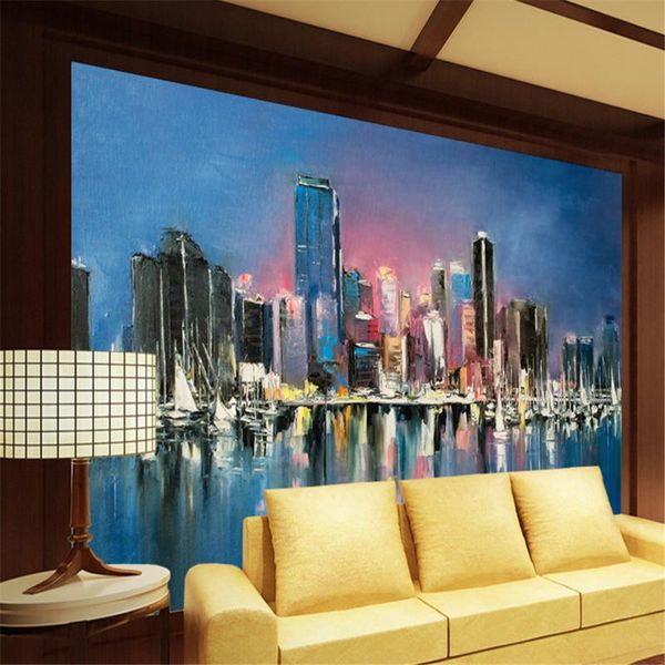 

wallpapers 3d abstract custom po wallpaper hand painted city night scene wall mural home decor kitchen sofa background