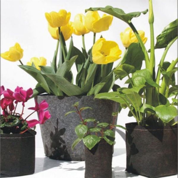 

planters & pots 5pcs/1/100 gallon black round fabric flower pot plant seedling bag root container growing aeration tank container/#