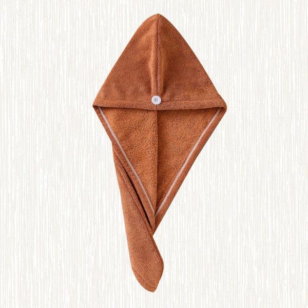 

shower caps environmental bamboo charcoal hair drying bath qucik dry thickened super wrap for man (caramel colour