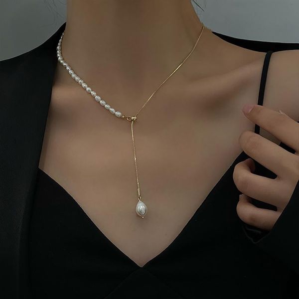 

chokers simulated pearl tassel pendant necklaces for women golden color necklace charm fashion accessories jewelry gifts ketting chain, Golden;silver