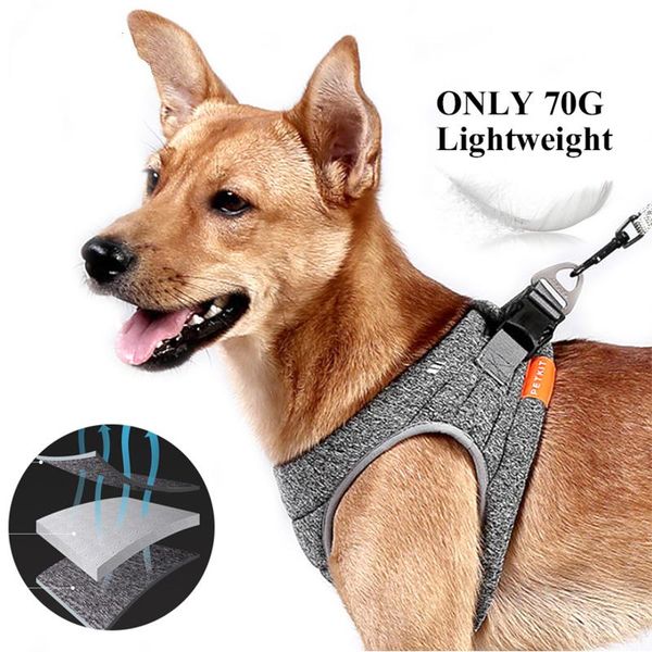 

dog collars & leashes harness pet adjustable reflective lightweight breathable comfortable vest walking lead leash puppy small medium