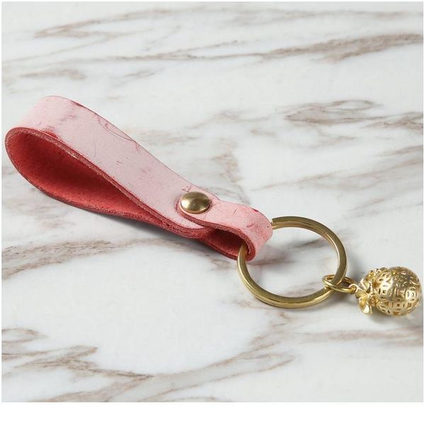 

fashion cowhide leather brass circle bead keychain vintage brass circle wallet key chain waist car leather keychains k jllzwg