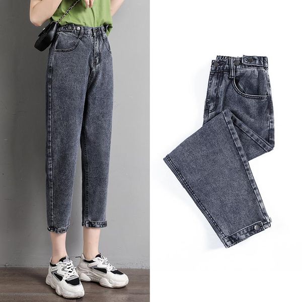 

women's jeans vintage plus size 5xl women's harlem high waist loose spring / autumn mom pants look slim and oversized boyfriends, Blue