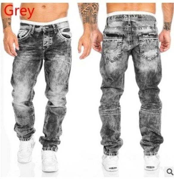 

men's jeans men trend fashion denim trousers straight hole hip hop plus size casual clothing boyfriend 5xl, Blue