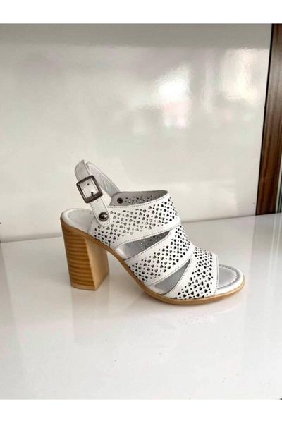 

sandals women's white genuine leather high-heeled 89-108, Black