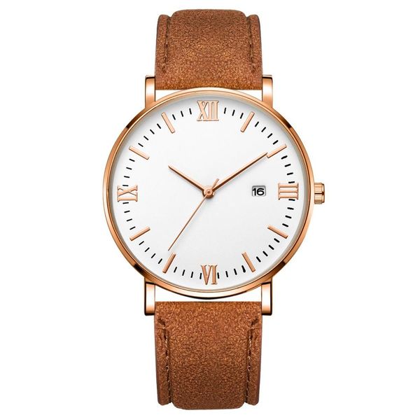 

rose gold mens quartz watches fashion watch color5, Slivery;brown