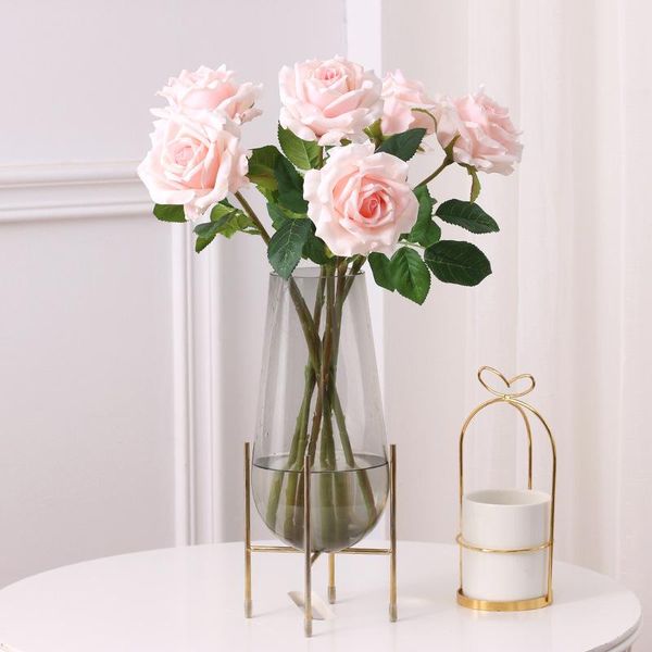 

decorative flowers & wreaths artificial simulation latex flower moisturizing touch curling rose wedding home living room el decor fake plant