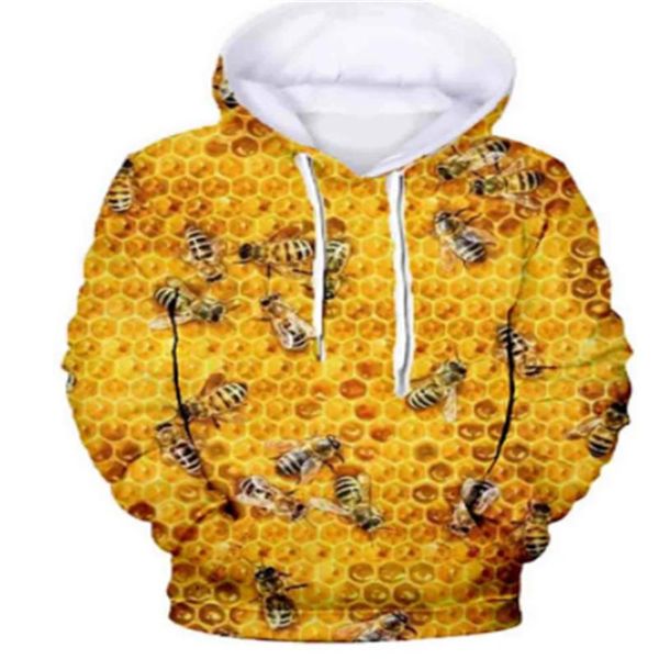 

men's hoodies & sweatshirts 2021 hoodie funny bee honey graphic hooded daily 3d printing basic sweatshirt yellow, Black