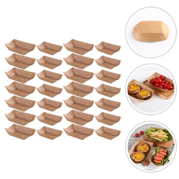 

gift wrap 100 pcs disposable sandwich trays kraft paper french fries boxes (brown)