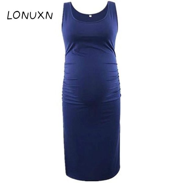 

maternity dresses dress women fashion solid color mama summer casual sleeveless pregnat comfortable midi, White