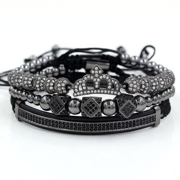

charm bracelets crown bracelet pave cz stone men charms luxury gold macrame beads for women pulseira masculina braided mens, Golden;silver