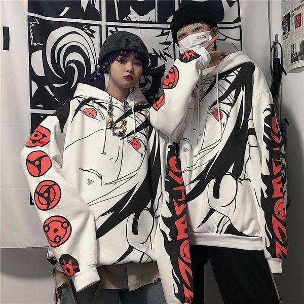 

2021 oversized anime naruto women hoodies streetwear couple coat fashion cartoon sasuke japan sweatshirt hoodie womens bt16, Black