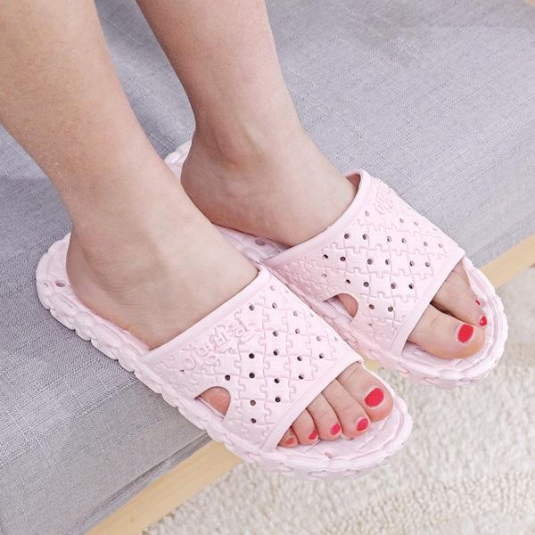 

slippers women bathroom shower indoor home beach non slip sandal mens flip flops house shoes slides hollow out slipper, Black