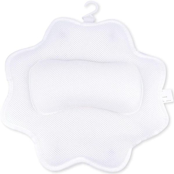 

pillow 3d mesh spa bath with suction cups neck support home tub bathroom