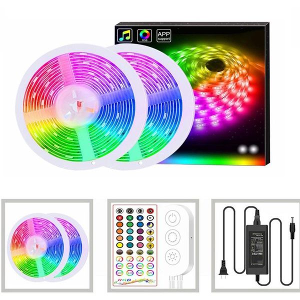 

lights strip music sync app control with remote rgb color 600 lights led tape light for home decoration 20m
