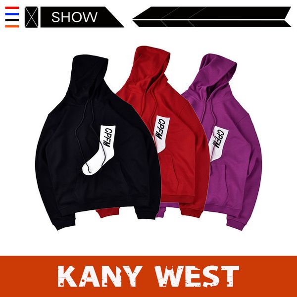 

chao brand cpfm x kany west hoodie same cpfm socks embroidered hoodie, Black