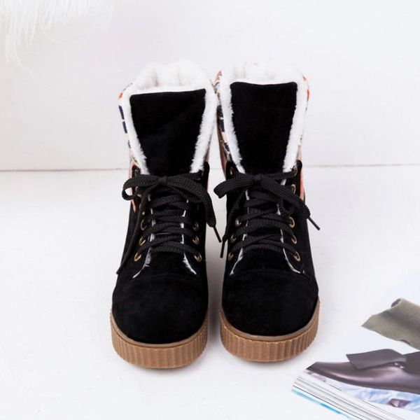 

boots big size 9 10 11 12 women shoes ankle for ladies cross binding to match colors, Black