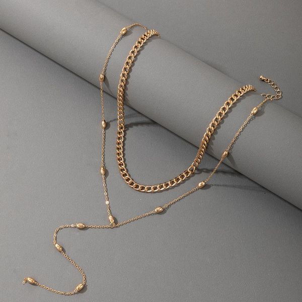 

pendant necklaces trendy gold round beaded clavicle chain choker necklace for women adjustable heavy metal female jewelry collar 1794, Silver