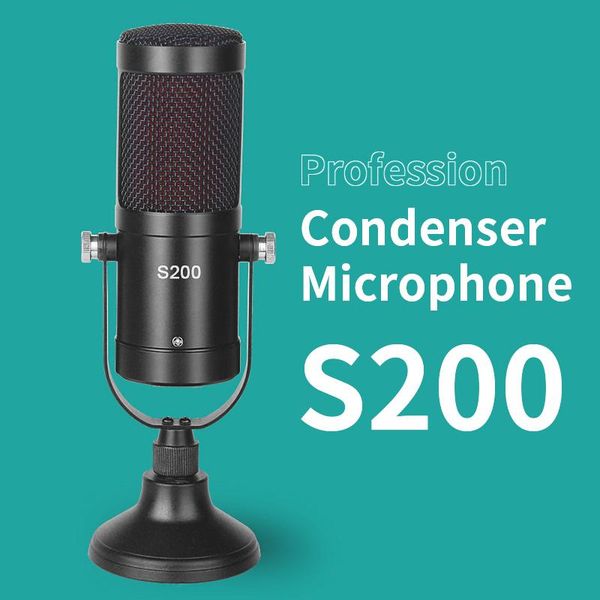 

microphones s200 profession studio condenser microphone for pc computer xlr 3.5mm karaoke singing recording gaming stream mic