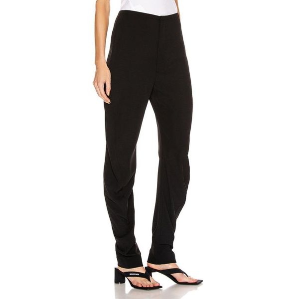 

women's pants & capris women slim black drape twist ladies stitched curved casual zipper trousers, Black;white