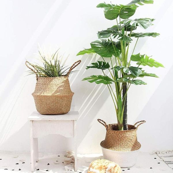 

new seagrass wickerwork basket rattan hanging flower pot dirty laundry hamper foldable storage baskets home garden decorative