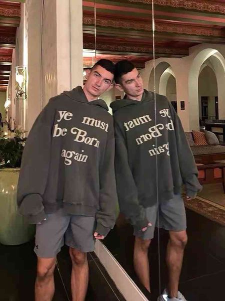 

Men's Hoodies & Sweatshirts Womens kanye west Foam Printing Ye Must Be Born Again street hip hop Pullover Men Women Hoodie hoody ZJA7, Black