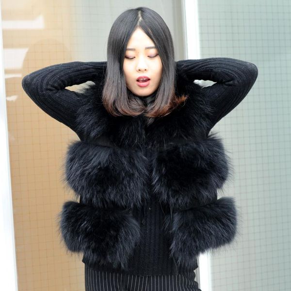 

women's vests cx-g-b-103d ladies arrived clothes real fur vest women genuine raccoon gilet waistcoat winter fashion, Black;white