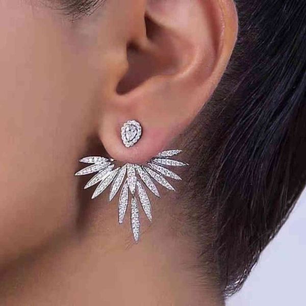 

hibride trendy cz stud earrings for women accessories leaf shape zirconia weeding earring fashion jewelry aretes de mujer e-216, Golden