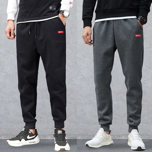 

spring and autumn sports pants men's pure cotton youth leisure corset running pants loose men's small leg pants fashion, Black