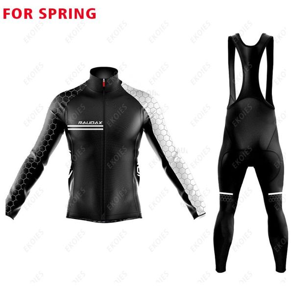 

racing sets 2022 raudax men's cycling jersey long sleeve set mtb bike clothing maillot ropa ciclismo hombre bicycle wear 19d gel bib pa, Black;blue