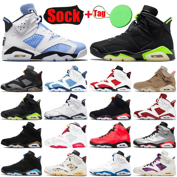 

unc 6 6s men basketball shoes jumpman bordeaux electric green british khaki carmine hare midnight navy red oreo sports sneakers mens trainer, White;red