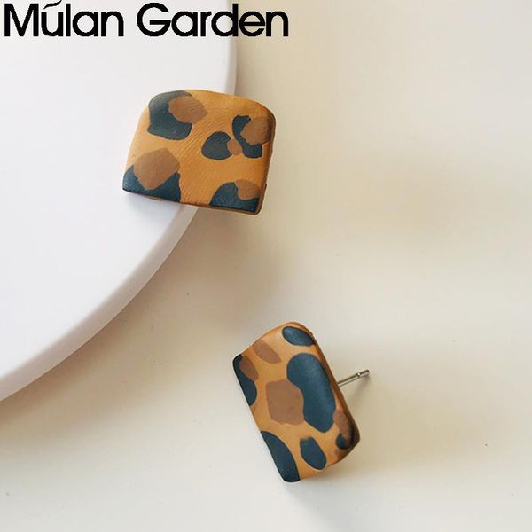

stud cute polka dot leopard polymeric clay earrings for women color fashion jewelry girl gift accessories, Golden;silver