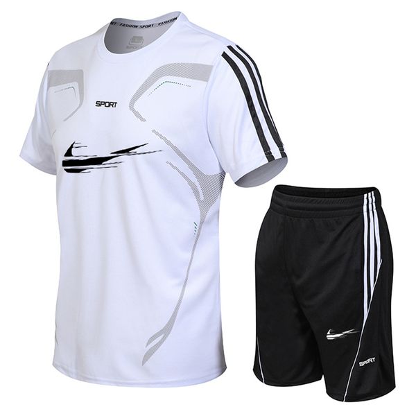 

men's sports t-shirt suit -5xl casual two-piece sports suit short-sleeved t-shirt + shorts men's street sportsw, Gray