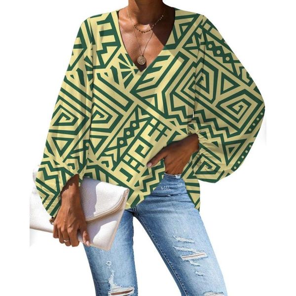 

retro women chiffon blouses polynesian traditional tribal ladies new trendy spring fall cloth wholesale customized cheap, White
