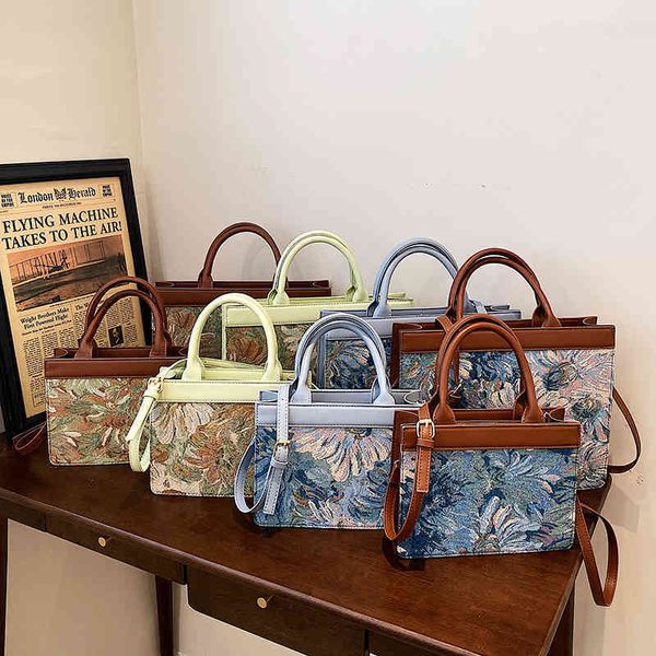 

womens purses & handbags large capacity women's bag autumn new fashion single shoulder messenger bag portable oil painting flower tote