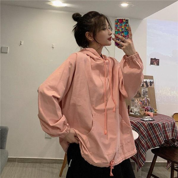 

women's hoodies & sweatshirts 2021 hoodie fashion ins spring and autumn korean loose solid color, Black