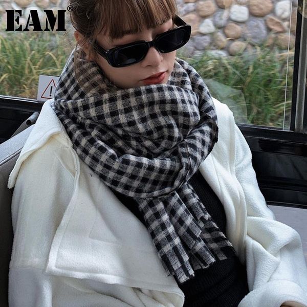 

scarves [eam] women vintage imitation cashmere plaid keep warm scarf long personality fashion tide autumn winter 2021 1dd1263, Blue;gray