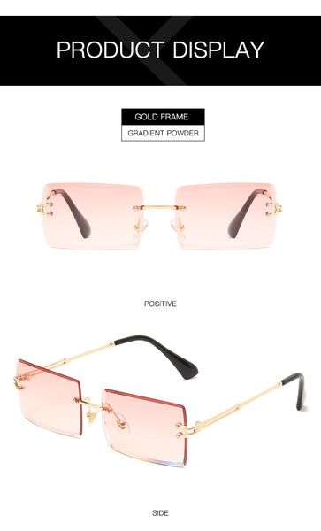 

fashion square rimless sunglasses new female small sunglasses metal multi-color optional, White;black