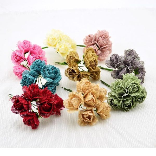 

6pcs artificial flowers for wedding car gift box decorative diy wreath scrapbooking craft simulation flower s qyllof